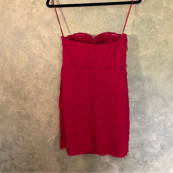 ADAM Lippes Tiered Raw Edge Ruffle Silk Strapless Mini Dress - Picture 8 of 9